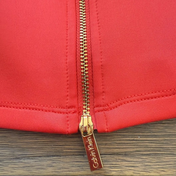 Calvin Klein Coral Sleeveless Sheath Dress with Gold Front Zipper – Size M - Picture 13 of 14